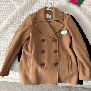 Old Navy Women's Brown and Grey Double-Breasted Pea Coat